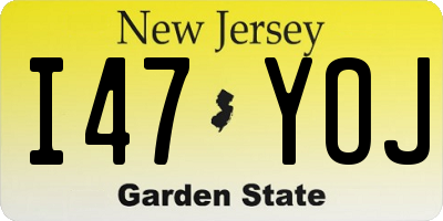 NJ license plate I47YOJ