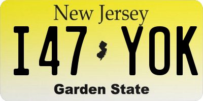 NJ license plate I47YOK