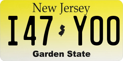 NJ license plate I47YOO