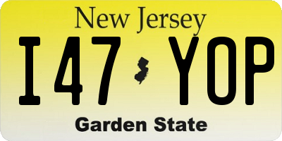 NJ license plate I47YOP