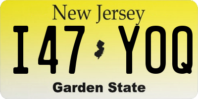NJ license plate I47YOQ