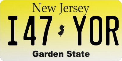 NJ license plate I47YOR