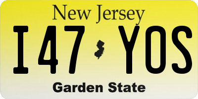 NJ license plate I47YOS