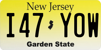 NJ license plate I47YOW