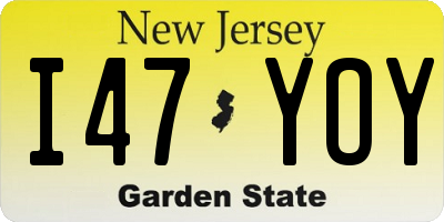 NJ license plate I47YOY