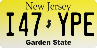 NJ license plate I47YPE