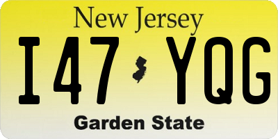 NJ license plate I47YQG