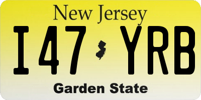 NJ license plate I47YRB