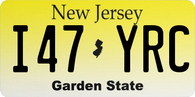 NJ license plate I47YRC
