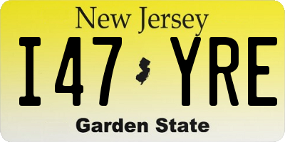 NJ license plate I47YRE