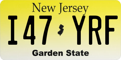 NJ license plate I47YRF