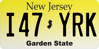 NJ license plate I47YRK