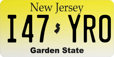 NJ license plate I47YRO