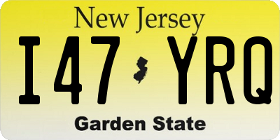 NJ license plate I47YRQ