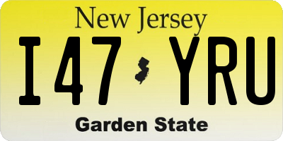 NJ license plate I47YRU