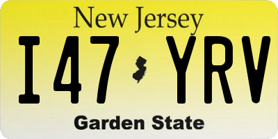 NJ license plate I47YRV