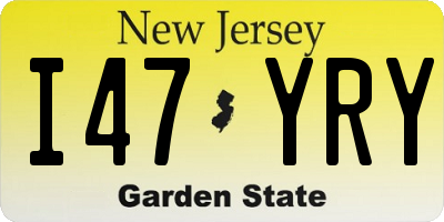 NJ license plate I47YRY