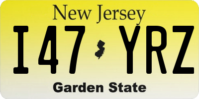 NJ license plate I47YRZ
