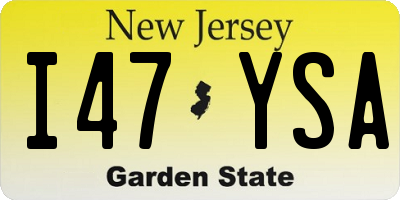 NJ license plate I47YSA