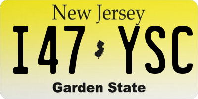 NJ license plate I47YSC