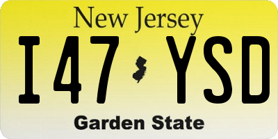 NJ license plate I47YSD