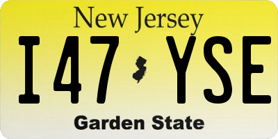 NJ license plate I47YSE
