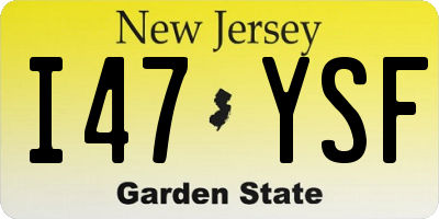 NJ license plate I47YSF
