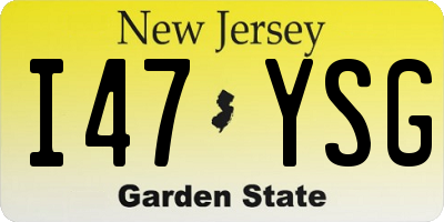 NJ license plate I47YSG