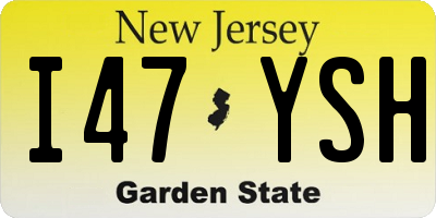 NJ license plate I47YSH