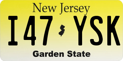NJ license plate I47YSK