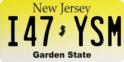 NJ license plate I47YSM