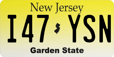 NJ license plate I47YSN