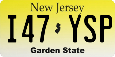 NJ license plate I47YSP