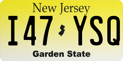 NJ license plate I47YSQ