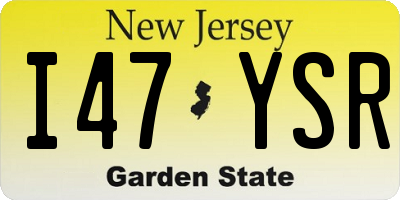 NJ license plate I47YSR