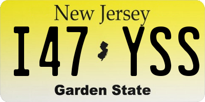 NJ license plate I47YSS