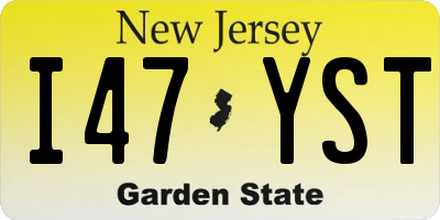 NJ license plate I47YST