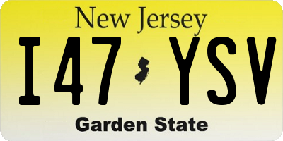 NJ license plate I47YSV