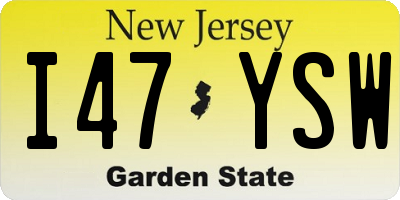 NJ license plate I47YSW