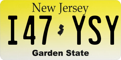 NJ license plate I47YSY