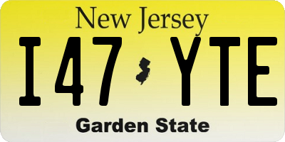 NJ license plate I47YTE