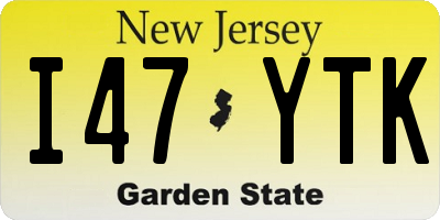 NJ license plate I47YTK