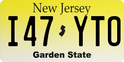NJ license plate I47YTO