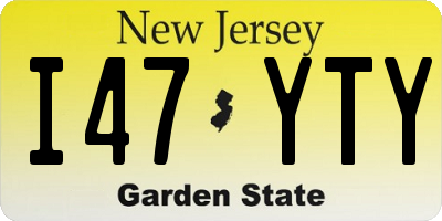 NJ license plate I47YTY