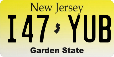 NJ license plate I47YUB