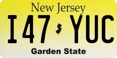 NJ license plate I47YUC