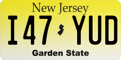 NJ license plate I47YUD