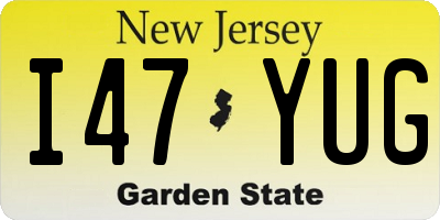NJ license plate I47YUG