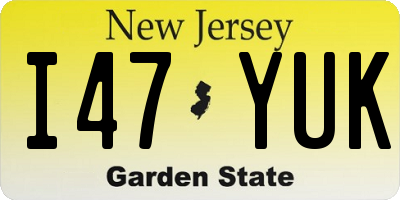 NJ license plate I47YUK