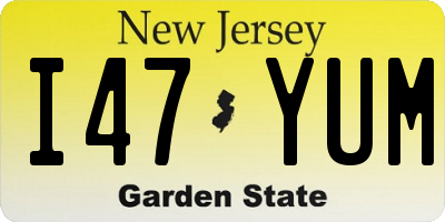 NJ license plate I47YUM